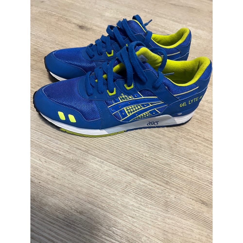 Asics Gel-Lyte III Blue Neon Yellow Mens Size 4 Low Top Sneakers H31EK Sz 9